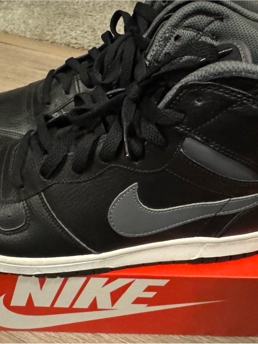 Nike Black and Gray High-Top Sneaker with White Midsole